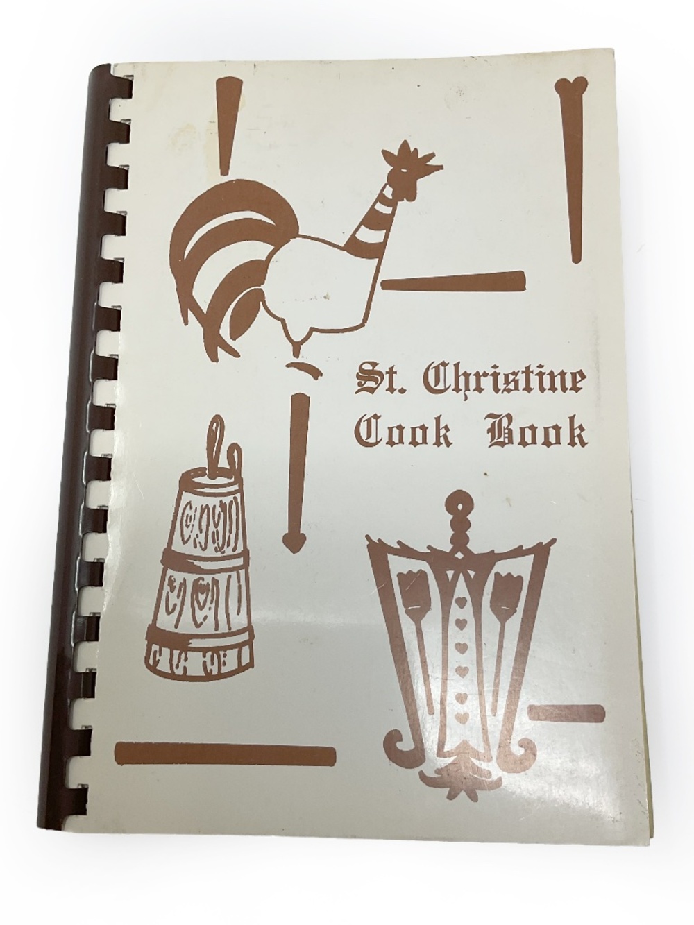 vintage St. Christine Cook Book, a spiral-bound community or church cookbook